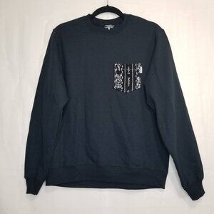 Serengetee Graphic Pocket Unisex Sweatshirt Black sz S Fleece lined crewneck